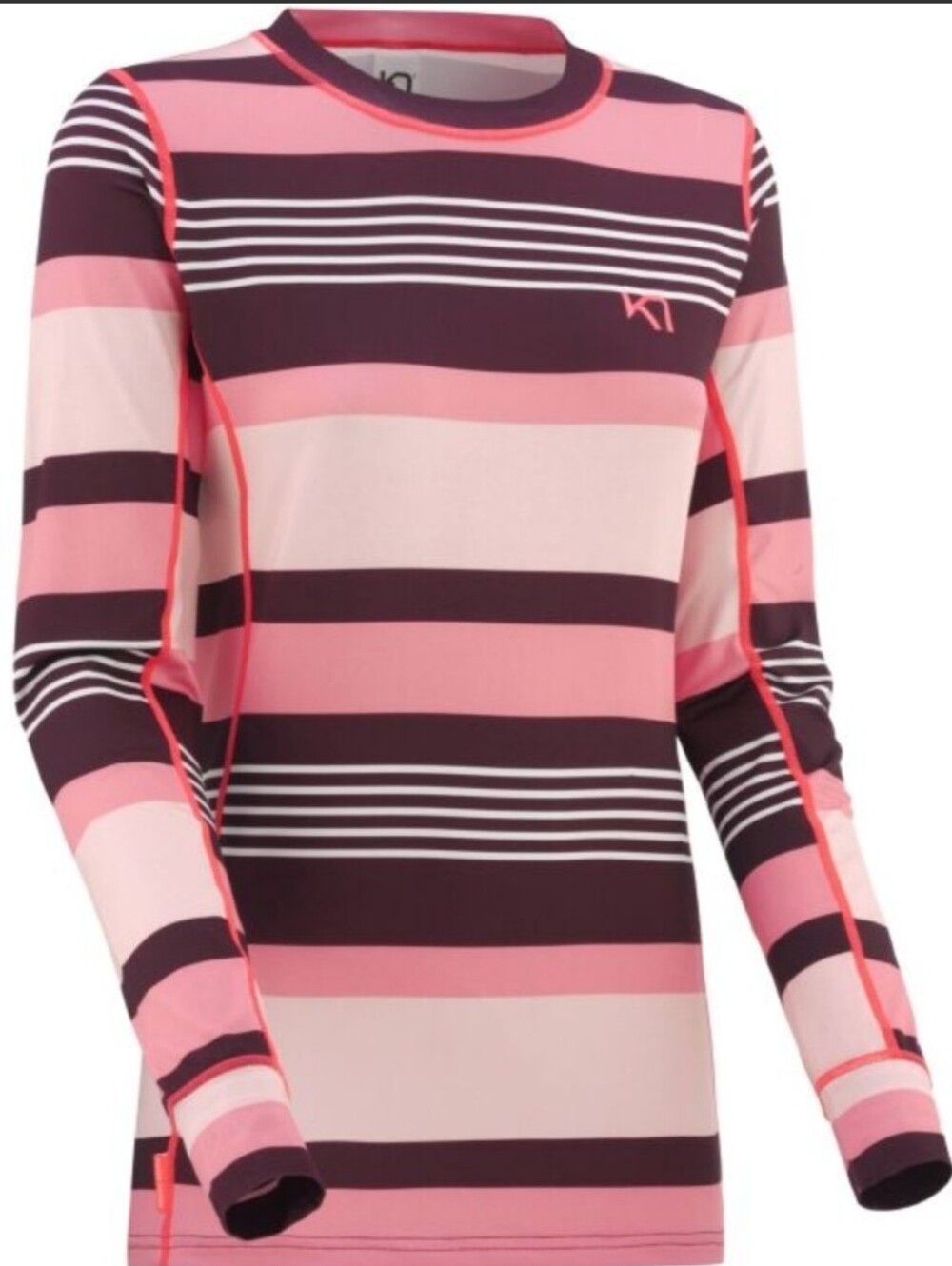 Kari Traa Pink Striped Athletic Long Sleeve Top Women's Size Medium